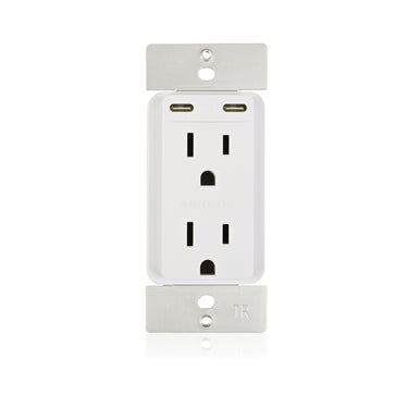 15 amp Tamper Resistant Outlet - (2) 65W USB-C & (2) AC